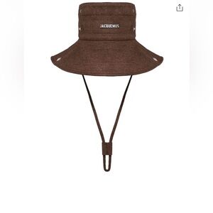 Jacquemus Brown Wide-Brim Bucket Hat with Chin Strap